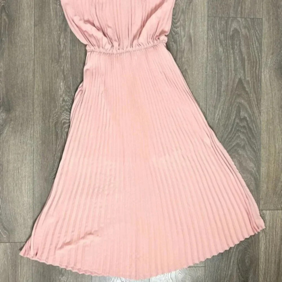 Babaton Aritzia Bautista Midi Dress Pleated Mock Neck Side slit Pink Size XXS - Picture 10 of 16